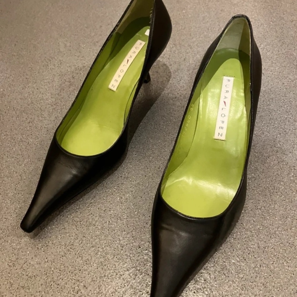 Pura Lopez Black Leather Heels